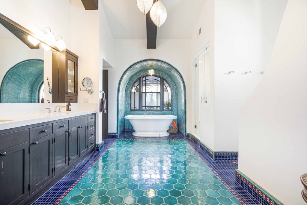 Moroccan-style Bathroom with Blue Tile